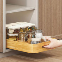 Tiroir coulissant en bambou avec poignée, pour ranger les boites de condiments et les bocaux