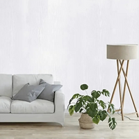Adhésif Plan de Travail Blanc et Imperméable de Style Bois sur un mur avec un canapé à gauche et une lampe à droite