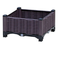 Bac à fleur Rectangulaire avec Effet Rotin et Pieds sur fond blanc