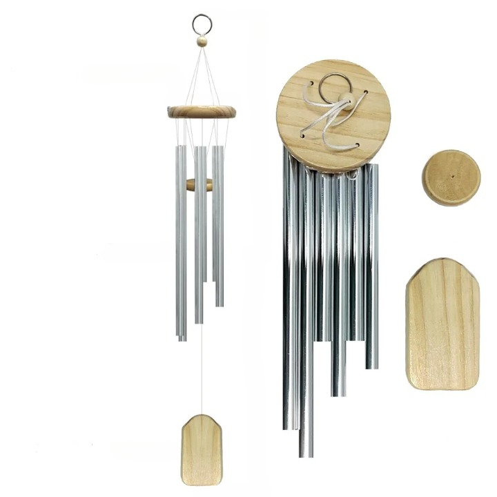 Carillon De Méditation 8 Tons - Instrument à Vent Bois Et Aluminium Pour Yoga Et Décoration