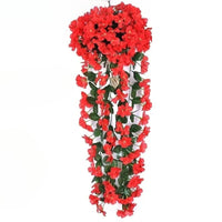 Fausse Plante Tombante sans Pot Rouge d'Extérieur sur fond blanc