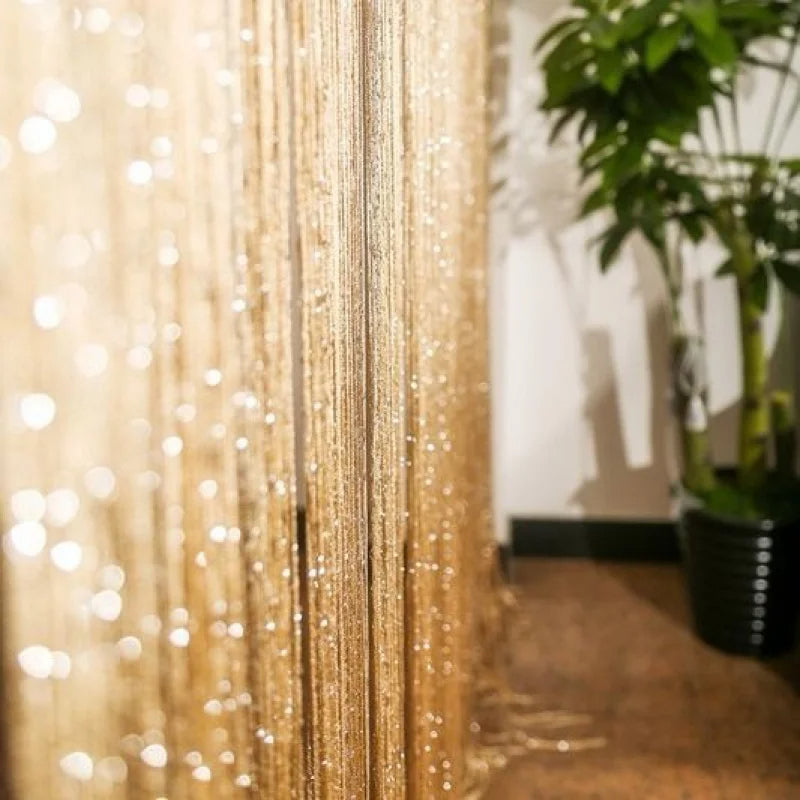 Rideau De Perles Paillettes Scintillant – Lot De 10 – Pour Porte, Décoration Murale, Séparateur – Longueur 1 M, PVC Argenté - 8