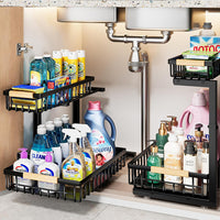 Support sous évier en métal à deux niveaux pour assurer le rangement d’une grande variété de produits