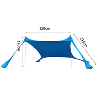 Blaues rechteckiges Sonnensegel für den Strand