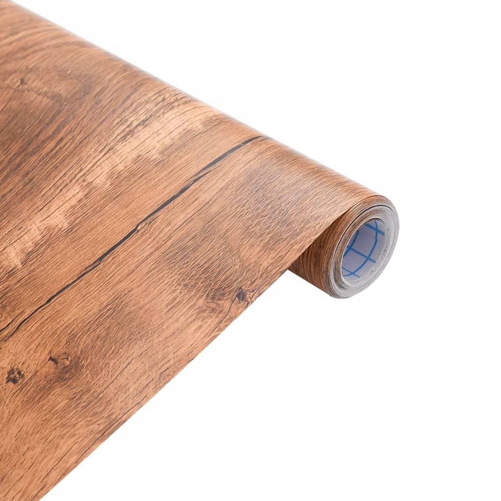 Abyssaly Papier Adhésif Meuble 60cm X 10m – Vinyle Chêne Marron, Aspect Rustique Mat (Amovible)