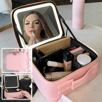 Coffret de rangement maquillage avec miroir et éclairage LED