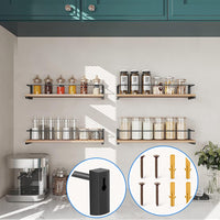 Lot de 4 rangements pour épices muraux, au-dessous d’une étagère de cuisine et classés en deux rangements de chaque côté. Clous et vis de fixation fournis