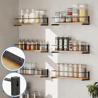 Lot de 6 rangements pour épices de fixation murale et classés en trois rangements de chaque côté, avec toutes sortes de bocaux  