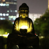 Bouddha Statue Luminaire Solaire en Résine