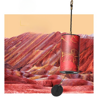 Carillon Extérieur Rouge à Neuf Tubes avec Design Abstrait