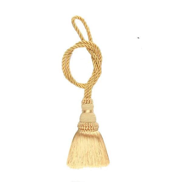 Lot De 4 Embrasses Rideaux Pompons Longs - Style Européen Élégant - Nœuds & Pompons Faits Main - Beige Foncé - Décoration Fenêtre Maison & Bureau