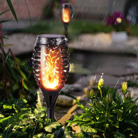 Lampadaire LED Étanche à Énergie Solaire en Forme de Torche sous la pluie dans l'herbe
