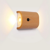 Lampe Détecteur de Mouvement Murale et Magnétique en Bois sur fond gris