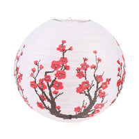Lanterne Chinoise avec Motifs de Fleurs de Prunier sur fond blanc