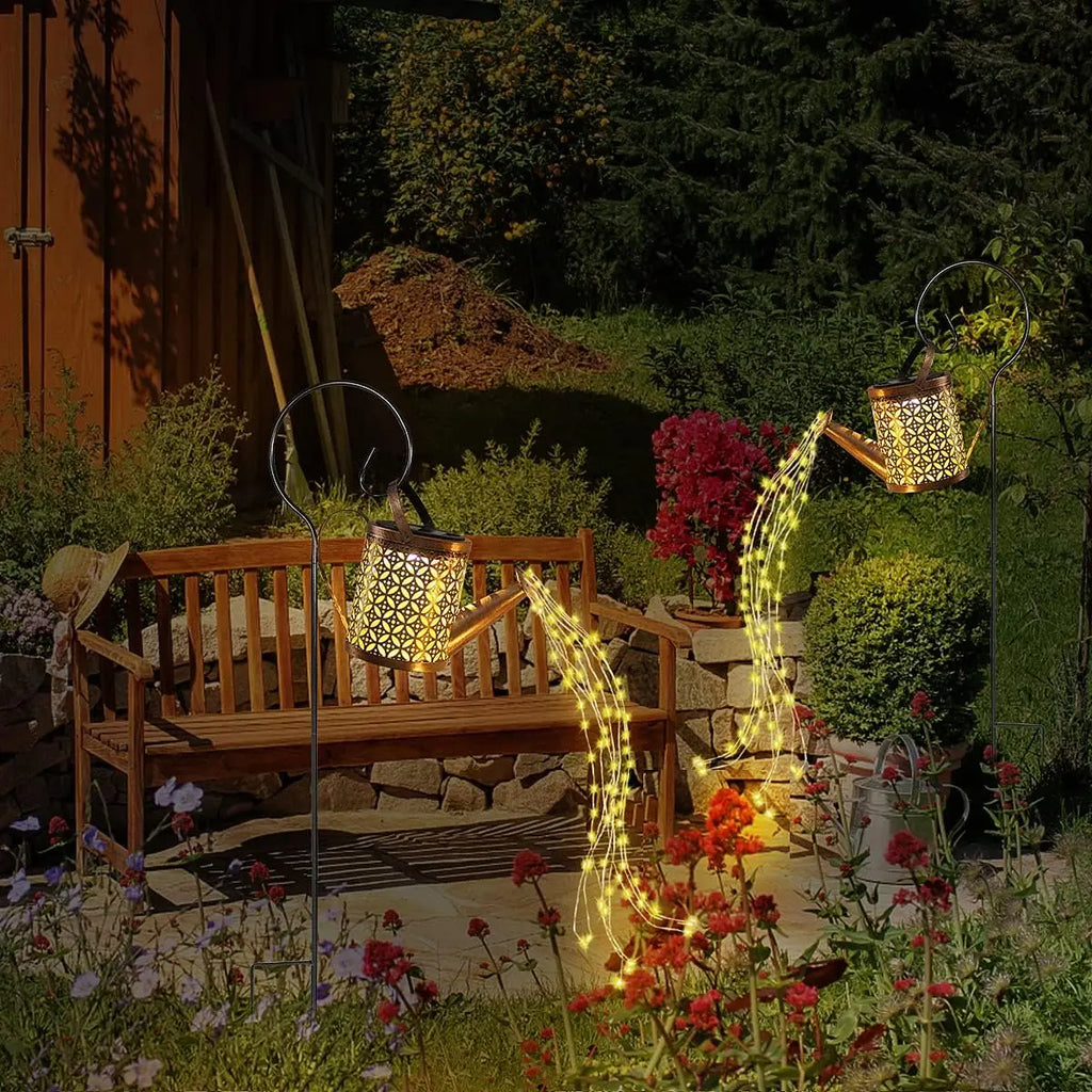 Lanterne Solaire Déco Noël En Forme D'Arrosoir Avec Père Noël - Étanche, Pour Jardin, Allée Et Terrasse - Éclairage LED Automatique