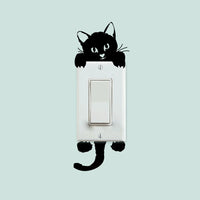 Lot de Cinq Stickers Muraux Chambre pour Interrupteur en Forme de Chat Noir
