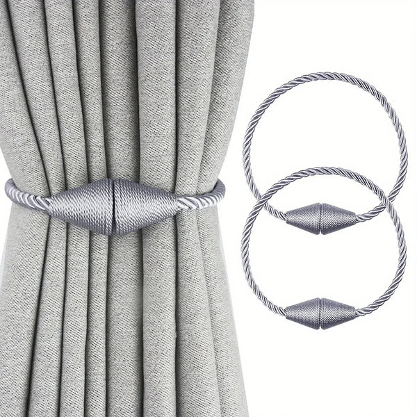 2 Embrasses Rideaux Magnétiques Beiges - Fixation Sans Perçage, Design Tendance, Réglables