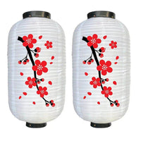 Lot de Deux Lanternes Chinoises avec Motifs de Fleurs