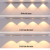 Lampe réglette ultra fine LED sans fil avec détecteur de mouvement