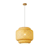 Lustre Bambou LED de Style Chinois en Bois sur fond blanc