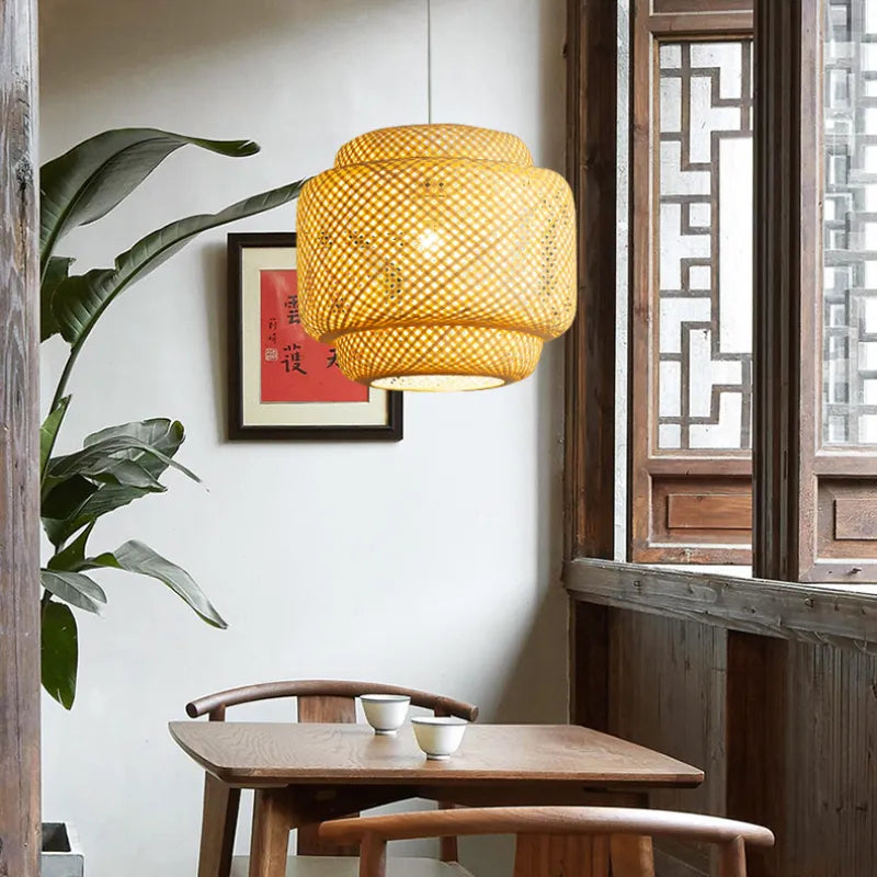 Lustre Bambou LED de Style Chinois en Bois – Bricoli | La Boutique Déco