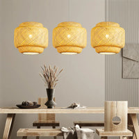 Lustre Bambou LED de Style Chinois en Bois