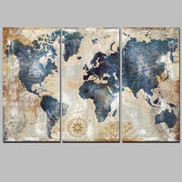 Tableau Décoratif Mural de Trois Pièces au Design de Carte du Monde