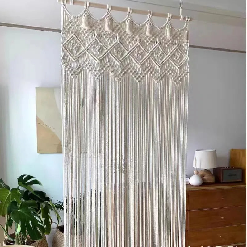 Rideau En Macramé Bohème – Décoration Intérieure – Séparateur De Pièce – Coton Avec Glands