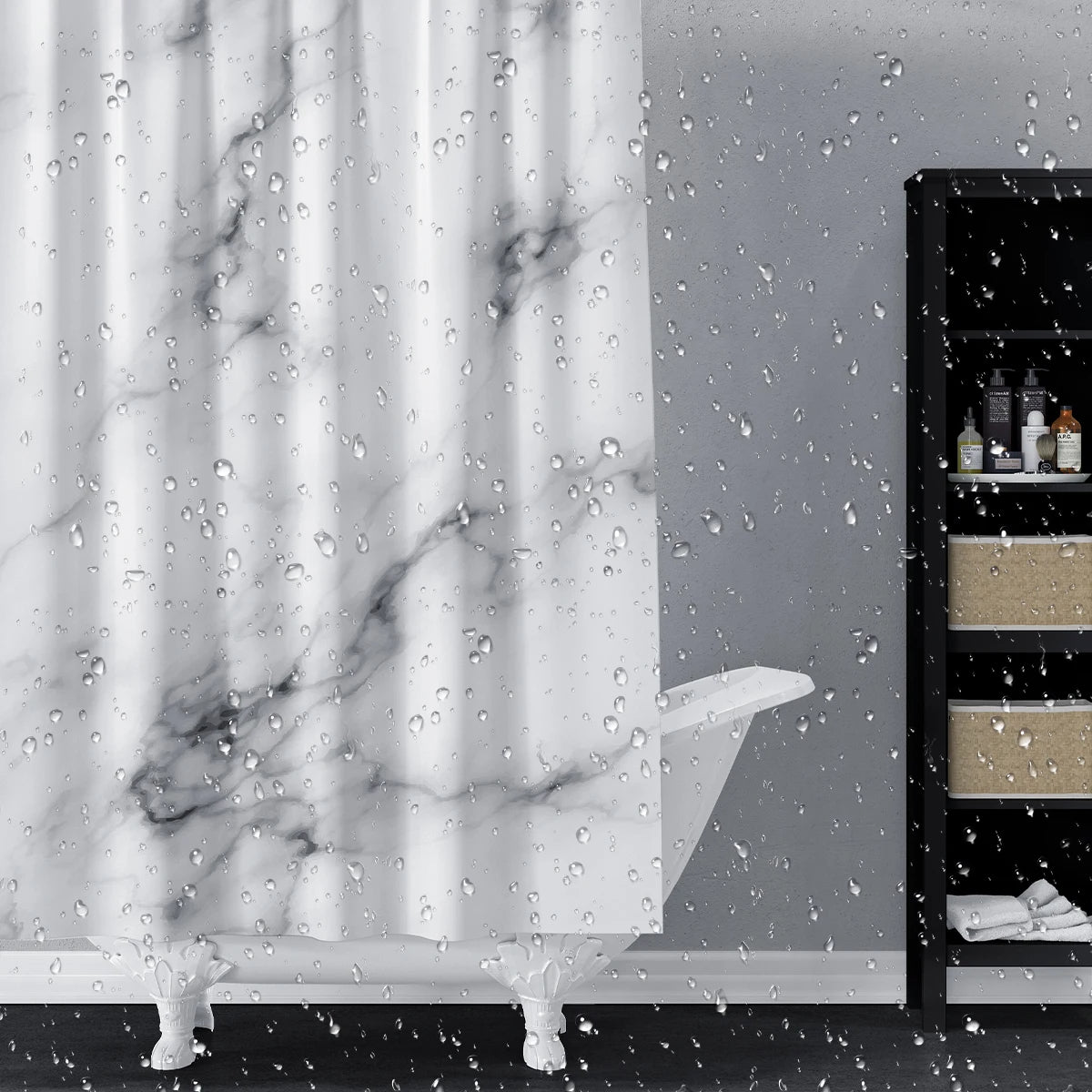 Rideau De Douche Noir Et Blanc Motif Lever De Soleil - 120x180 Cm, Polyester - Abakuhaus