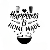 Sticker Cuisine avec des Cœurs un Bol et Inscription Happiness Is Home Made