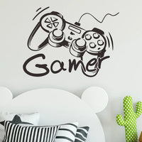 Sticker Mural Chambre en Forme de Manette avec Inscription Gamer