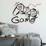 Sticker Mural Chambre en Forme de Manette avec Inscription Gamer