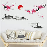 Sticker Mural Salon Lever de Soleil Style Japonais