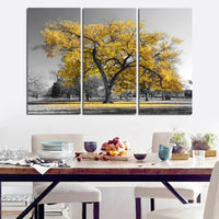 Tableau Décoratif Mural en Toile au Design d'un Arbre Jaune