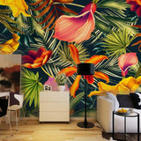 Trompe l'Oeil Mural au Design de Fleurs Tropicales